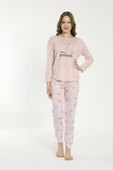 Estiva 22135 Kadın Çiçek Desenli Uzun Kollu Viskon Pijama Takımı - 1