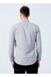Slim Fit Armürlü Gri Erkek Gömlek thumbnail 2