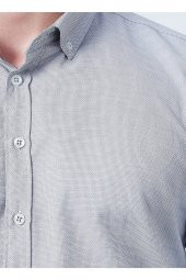 Slim Fit Armürlü Gri Erkek Gömlek thumbnail 5