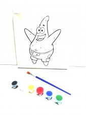 Resimli Tuval 15X 15 Patrick deniz yıldızı 6lı boya, fırça Boyama seti - 1