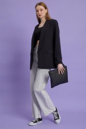 Kadın Siyah Deri Kapitone Clutch El Çantası - 2