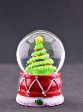 Yılbaşı Süslü Çam Ağacı Temalı Mini Boy Işıklı Kar Küresi 6.5 cm A - 2
