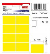 Tanex Etiket Ofc-120-34 X 52 Mm 40 Adet – Fosforlu Sarı - 1