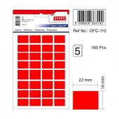 Tanex Etiket Ofc-110-16 X 22 Mm 160 Adet – Fosforlu Kırmızı - 1