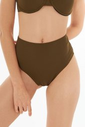 Haki Yeşil Yüksek Bel Tek Alt Bikini - 1
