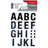 Tanex Etiket Stc-517 Harf Etiketi (A-Z) 3 Cm 2 Sayfa - Siyah - 1