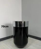 Dekoratif Krom Darbuka Parlak Siyah Saksı 70cm thumbnail 3