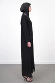 Taş İşlemeli Malibu Ferace - Siyah - 4