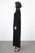 Taş İşlemeli Malibu Ferace - Siyah - 2