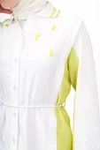 Bel Bağcıklı Taş İşlemeli Tunik - Fıstık Yeşili / Ekru - 7