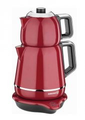 KORKMAZ A332 DEMİKS ELEKTRİKLİ ÇAYCI KIRMIZI/KROM thumbnail 1