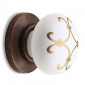 Mobilya Çekmece Dolap Kapak Kulpu Kulbu Beyaz Antik Bakır Desenli Polimer Kulp thumbnail 1