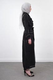 Taş İşlemeli Tam Boy Luxury Takım - Siyah - 4