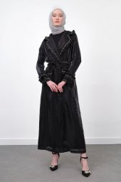 Taş İşlemeli Tam Boy Luxury Takım - Siyah - 8