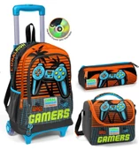Coral High Turuncu Gamers Çekçek Okul Çantası Seti - Işıklı Tekerlekler - Erkek Çocuk - 1