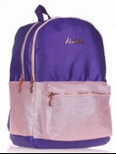 Kaukko Amazing Üç Gözlü Kız Çocuk Simli Mor Okul Sırt Çantası - Ortaokul, Lise thumbnail 1