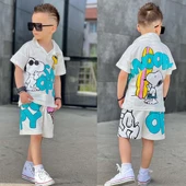 ERKEK ÇOCUK GÖMLEK YAKA SNOOPY MODELLİ PAMUK ŞORTLU TAKIM - 4