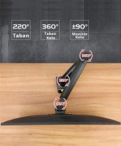 Tayfun 32 inç  Lcd Led Monitör Masa Üstü  Full Hareketli Askı Aparatı - 3