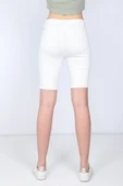 Kadın Beyaz Bermuda Jean Şort - 5