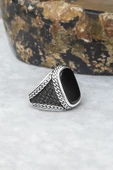 Siyah Oniks Taşlı 925 Gümüş Erkek Yüzük thumbnail 8