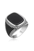 Siyah Oniks Taşlı 925 Gümüş Erkek Yüzük thumbnail 10