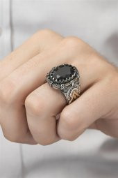 Siyah Taşlı 925 Gümüş Erkek Yüzük thumbnail 1