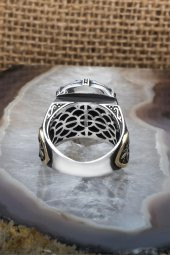 Siyah Taşlı 925 Gümüş Erkek Yüzük thumbnail 6
