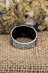 Siyah Oniks Taşlı Kare Kordon Model 925 Gümüş Erkek Yüzük thumbnail 9