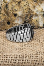 Siyah Oniks Taşlı Kare Kordon Model 925 Gümüş Erkek Yüzük thumbnail 10