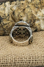 Yeşil Faset Kesim Taşlı 925 Gümüş Erkek Yüzük thumbnail 9