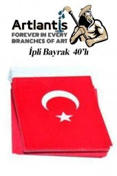 İpli Bayrak Büyük Boy 40lı 11x19cm 1 Paket Türk Bayrağı Kağıt İpli Sıralı Ayyıldız Bayrak Sınıf Süsü Okul Bayram - 2