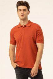 Rahat Kalıp Polo Yaka Koyu Turuncu Tişört thumbnail 1