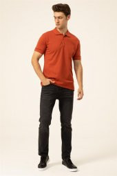 Rahat Kalıp Polo Yaka Koyu Turuncu Tişört thumbnail 4