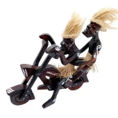 Ahşap Primitif Aborjin İkili Motorcu El Yapımı thumbnail 2