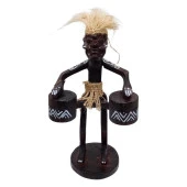 Ahşap Primitif Aborjin İkili Tamtam Davulcu El Yapımı thumbnail 5