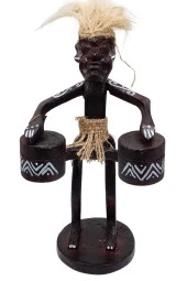 Ahşap Primitif Aborjin İkili Tamtam Davulcu El Yapımı thumbnail 6