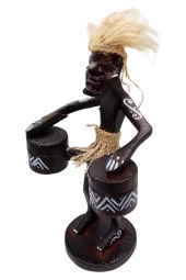 Ahşap Primitif Aborjin İkili Tamtam Davulcu El Yapımı thumbnail 7