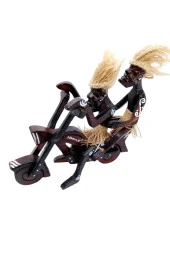 Ahşap Primitif Aborjin İkili Motorcu El Yapımı thumbnail 7