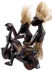 Ahşap Primitif Aborjin İkili Motorcu El Yapımı thumbnail 9