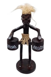 Ahşap Primitif Aborjin İkili Tamtam Davulcu El Yapımı thumbnail 10