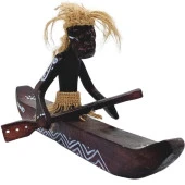 Ahşap Primitif Aborjin Tekli Kano El Yapımı thumbnail 1