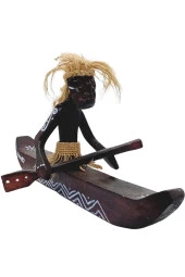 Ahşap Primitif Aborjin Tekli Kano El Yapımı thumbnail 6