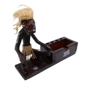 Ahşap Primitif Aborjin Kalemlik Kartlık El Yapımı thumbnail 3