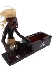 Ahşap Primitif Aborjin Kalemlik Kartlık El Yapımı thumbnail 7