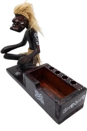 Ahşap Primitif Aborjin Kalemlik Kartlık El Yapımı thumbnail 8