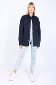 Kadın Oversize Jean Gömlek Lacivert - 4