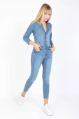 Kadın Jean Tulum Pantolon Mavi - 3