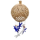 Rüzgar Çanı Jüt ip Hasır Top Kafesli Led Işıklı Lamba Marin Deniz Yıldızı thumbnail 3