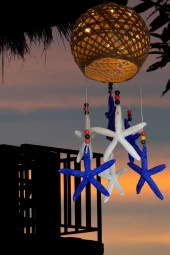 Rüzgar Çanı Jüt ip Hasır Top Kafesli Led Işıklı Lamba Marin Deniz Yıldızı thumbnail 8