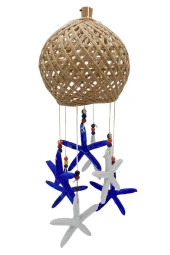 Rüzgar Çanı Jüt ip Hasır Top Kafesli Led Işıklı Lamba Marin Deniz Yıldızı thumbnail 10